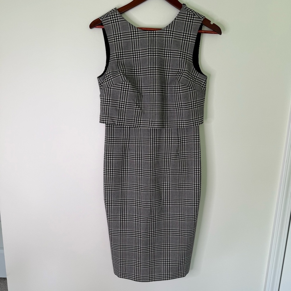 NWT Banana Republic Plaid Fall Modest Classic Neutral Dress Size 2